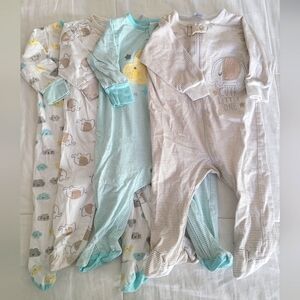 4 Pack Zip-Up Gerber Footed Pajamas